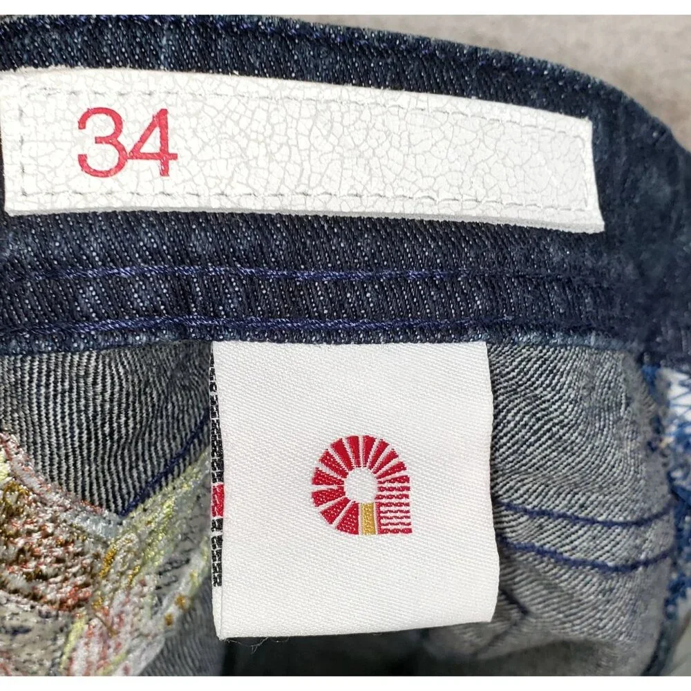 Akdmks Star Logo Jeans Unisex 34 x 33 Embroidered Graphic Bootcut Streetwear Y2K